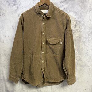 18 Eighteen East Button Up Shirt Medium 22x28.5 Brown Ribbed Shacket